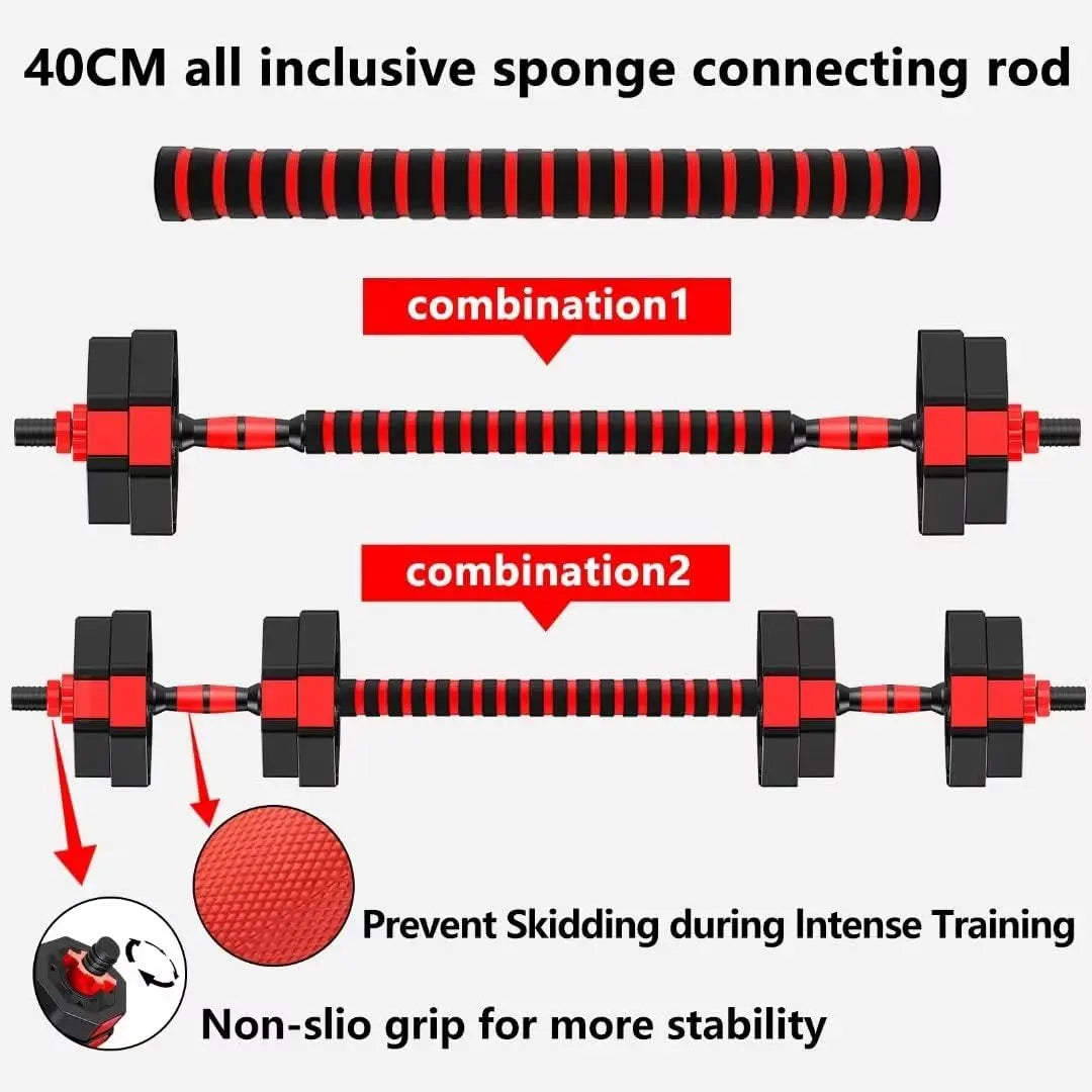 2-in-1 Adjustable Dumbbell and Barbell Set