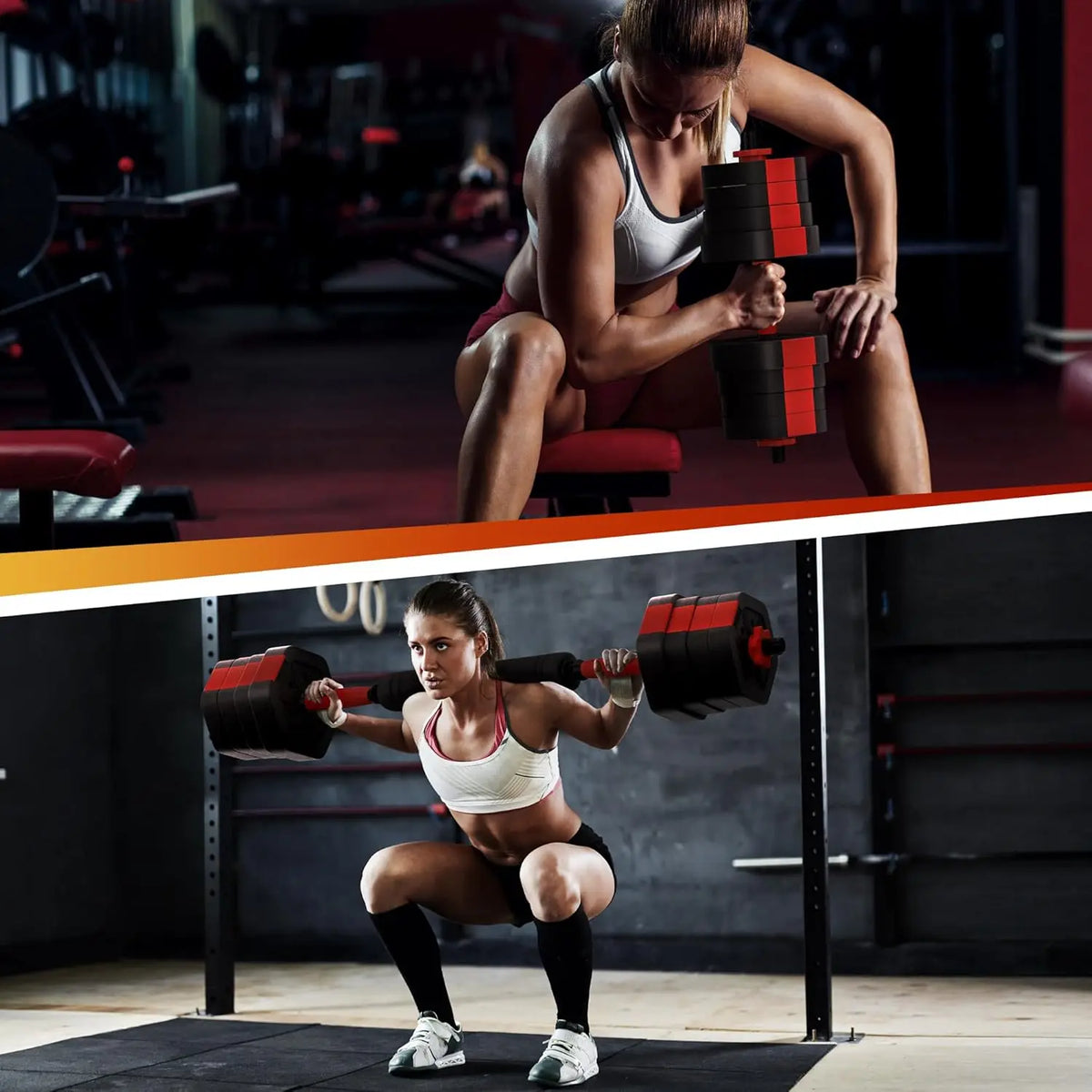 2-in-1 Adjustable Dumbbell and Barbell Set