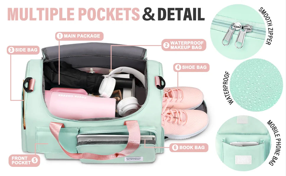 Gym Duffel Bag with Wet and Dry Compartments