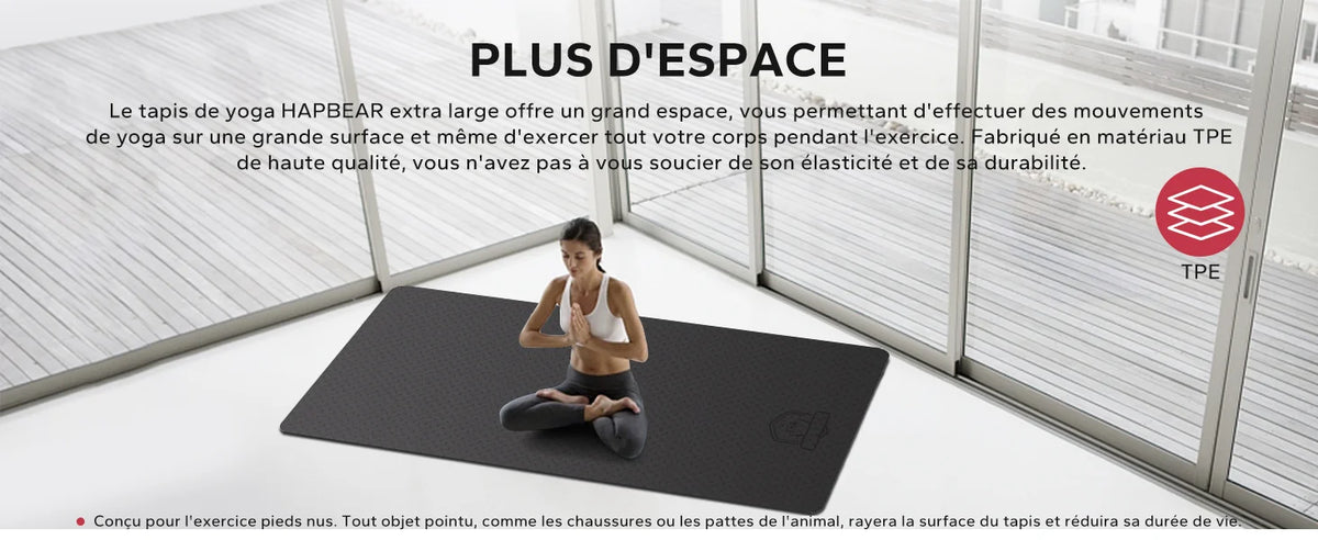 Extra Large TPE Yoga Mat, 48" x 72", 6 mm
