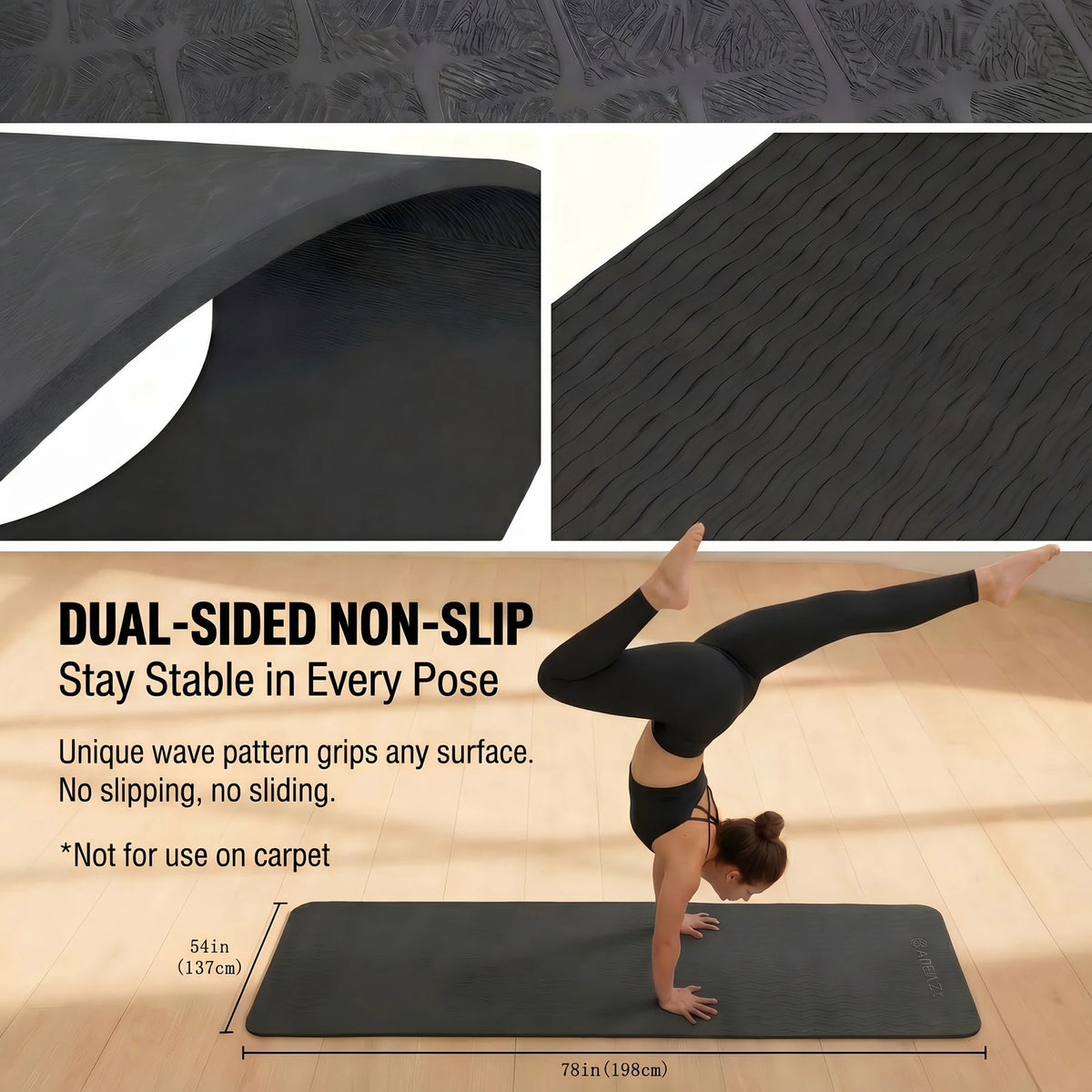 Extra Large TPE Yoga Mat, 48" x 72", 6 mm