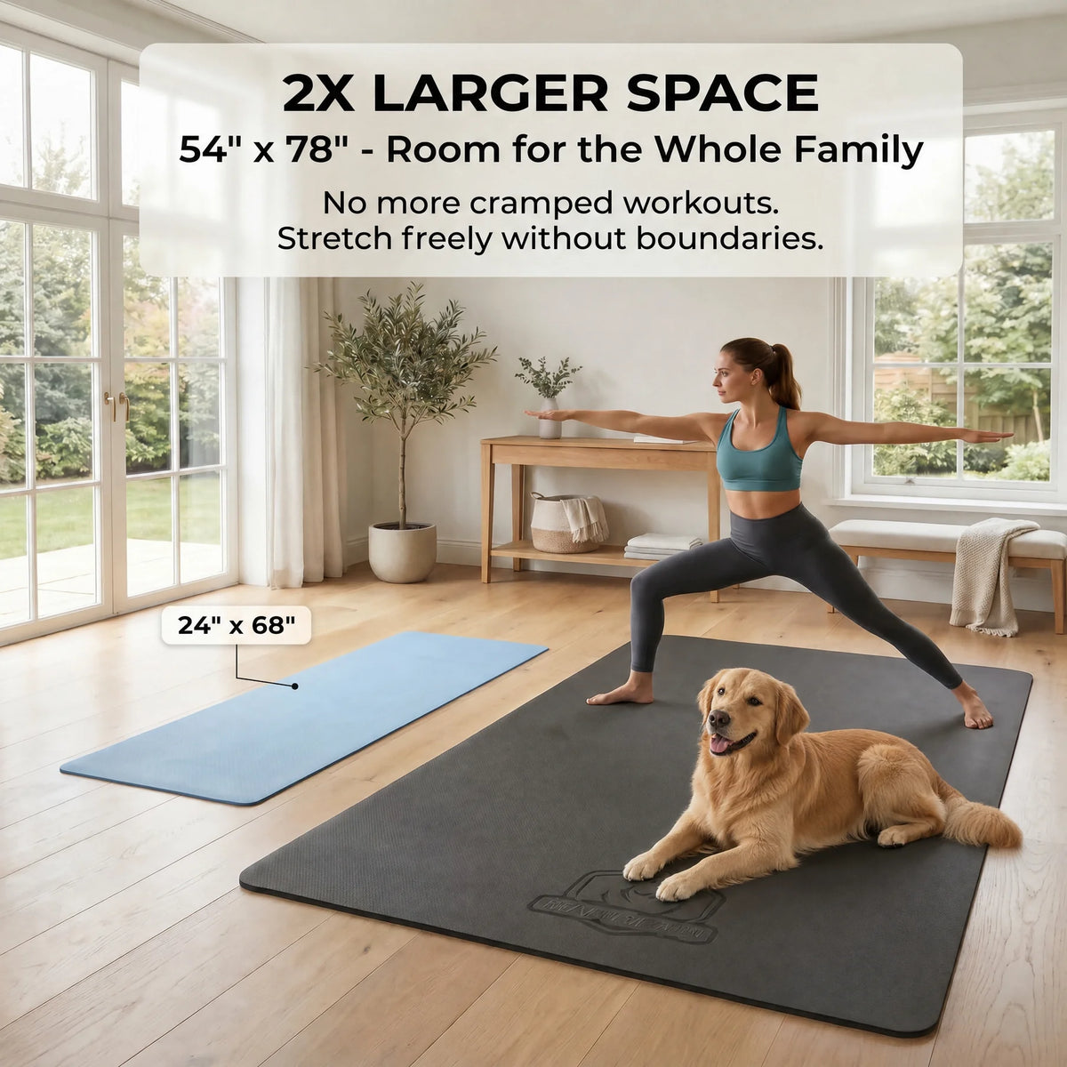 Extra Large TPE Yoga Mat, 48" x 72", 6 mm