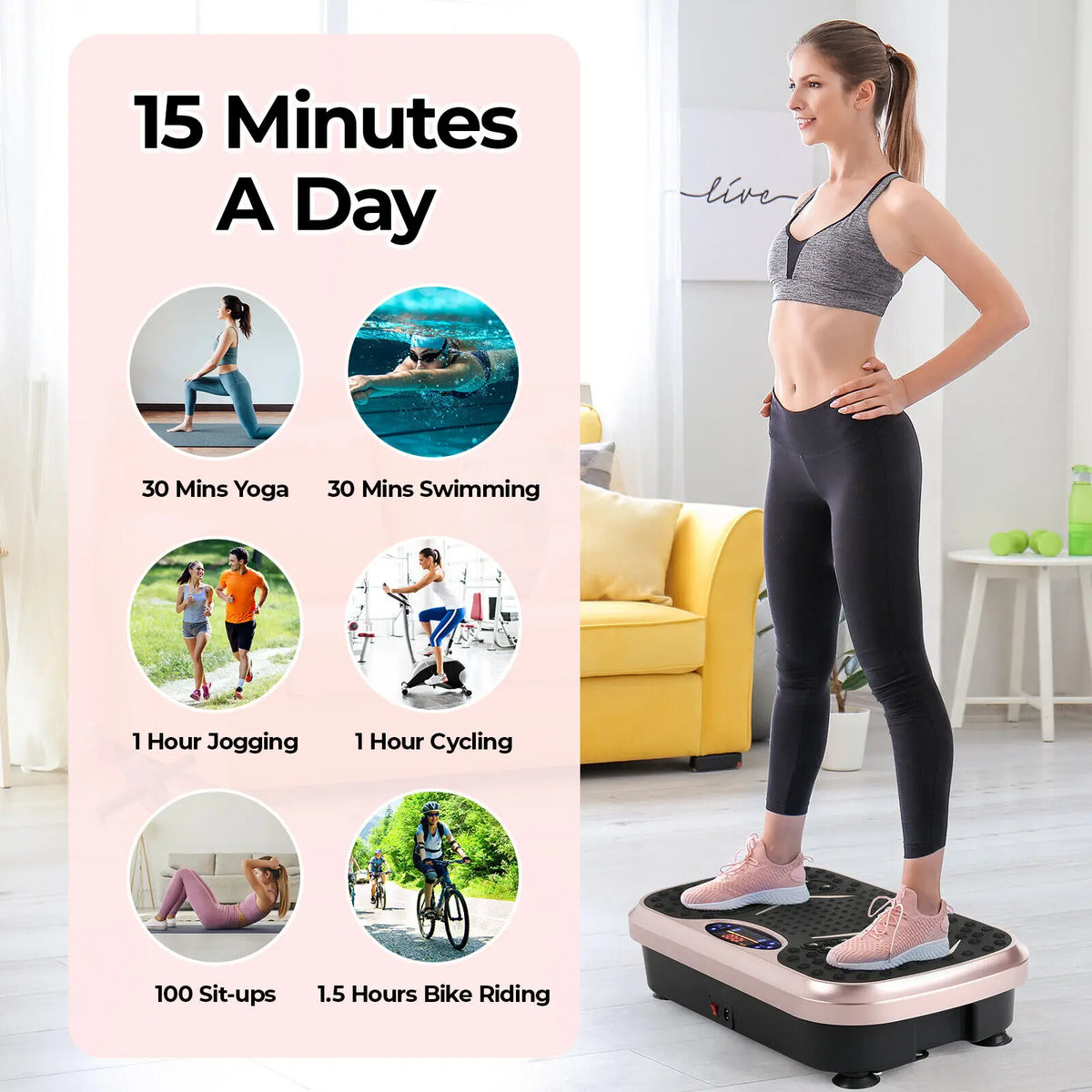 Vibration Plate Exercise Machine with Remote & Bands