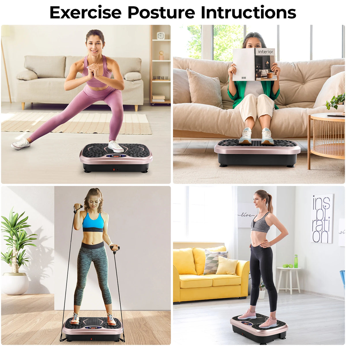 Vibration Plate Exercise Machine with Remote & Bands