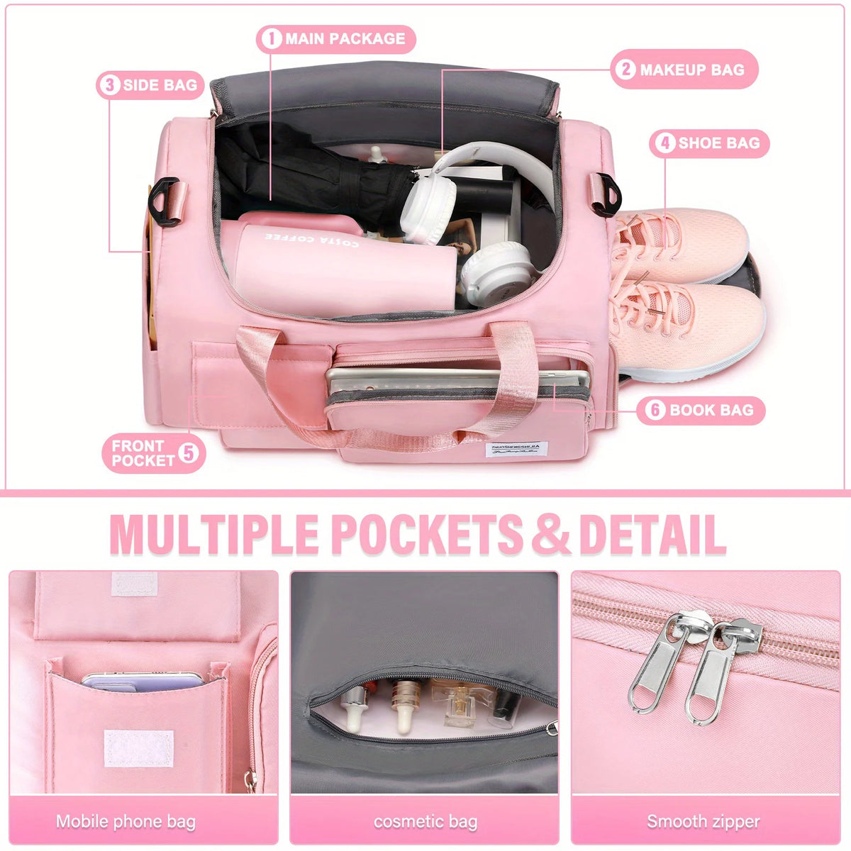 Gym Duffel Bag with Wet and Dry Compartments